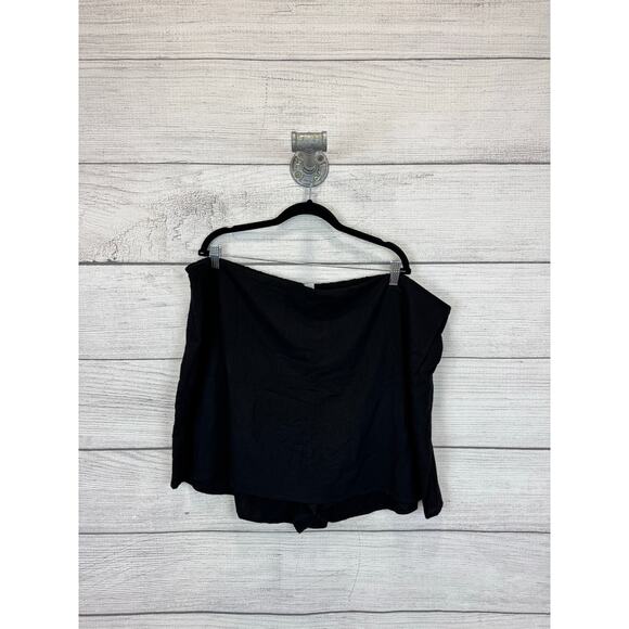 Old Navy Pants - Old Navy Plus Size Black Linen Blend Faux Wrap Skort Size 3X